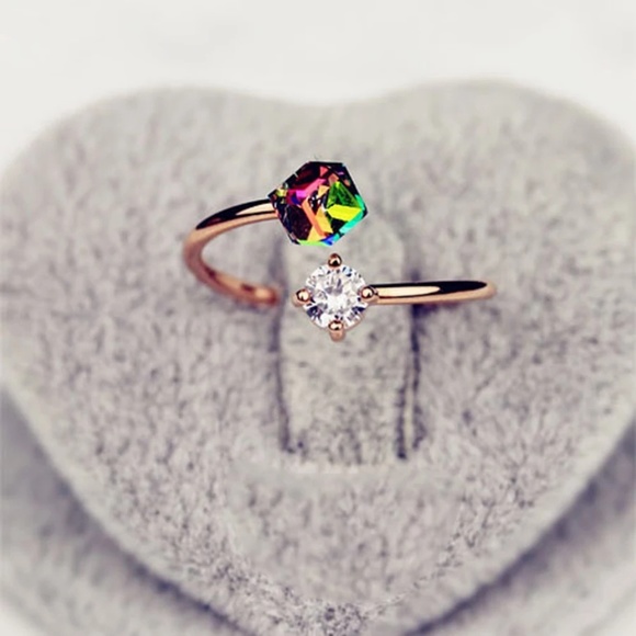 Jewelry - rose gold cubic zirconia cube ring